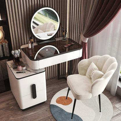 Glass Dressing Table with Mirror Bedroom Makeup Desk Table Cabinet Storage Cabinet Home Furniture Bedroom Dressers Vanity Set - Encouraging The Truth Organization