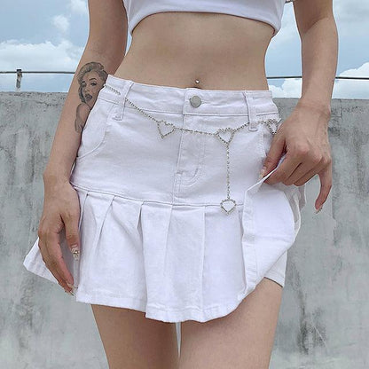 Harajuku Punk Y2K Denim Mini Pleated Skirt Ladies Summer High Waist Jeans Shorts Skirts Women Ruffles Fashion Korean - Encouraging The Truth Organization