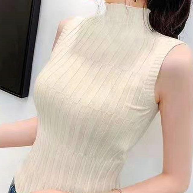 HELIAR Women Plain Knitted Tank Tops Female Solid Sleeveless O-Neck T-shirt Women Casual Crop Tank Tops For Women Summer - Encouraging The Truth Organization