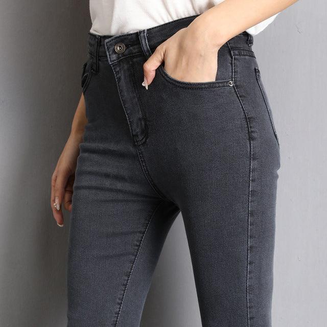 Jeans for Women mom Jeans blue gray black Woman High Elastic plus size 40 Stretch Jeans female washed denim skinny pencil pants - Encouraging The Truth Organization