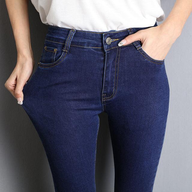 Jeans for Women mom Jeans blue gray black Woman High Elastic plus size 40 Stretch Jeans female washed denim skinny pencil pants - Encouraging The Truth Organization