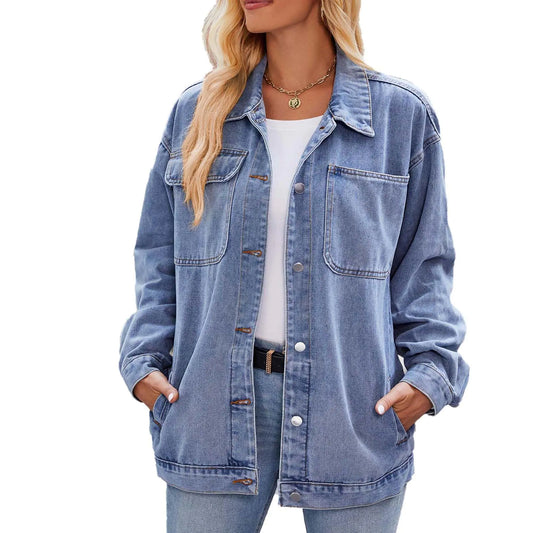 Vanfany Women's Long Sleeve Denim Jacket