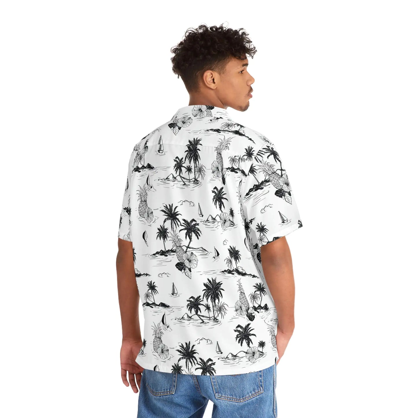 Men's Tropical Vintage Print Hawaiian Shirt - Tropical Seas Collection