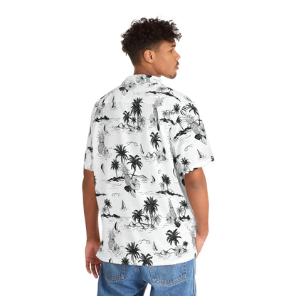Men's Tropical Vintage Print Hawaiian Shirt - Tropical Seas Collection