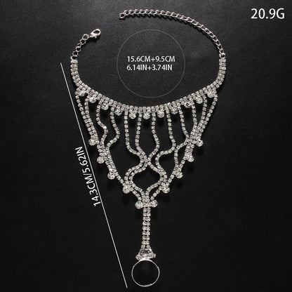 MAC118 Full Diamond  Light Luxury Tassel Ring Bracelet