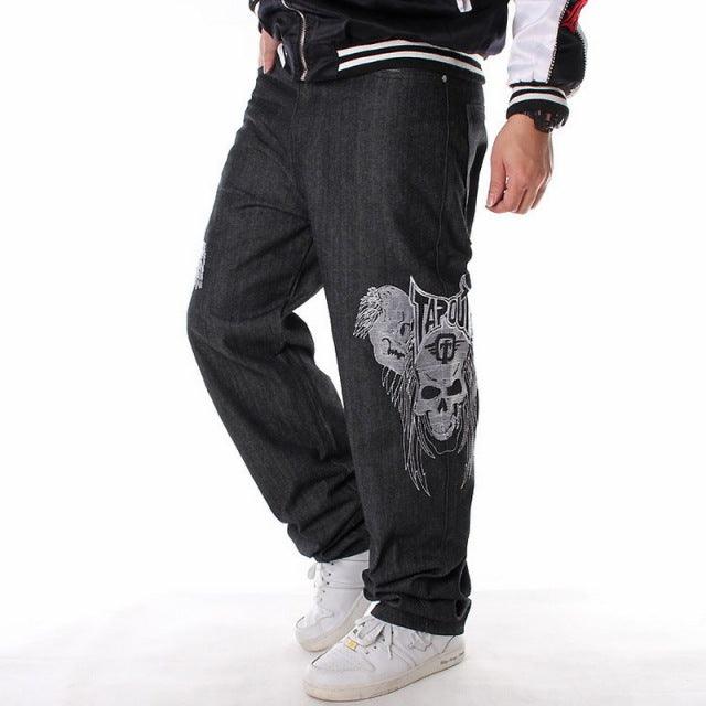 Men Street Dance Hiphop Jeans Fashion Embroidery Black Loose Board Denim Pants Overall Male Rap Hip Hop Jeans Plus Size 30-46 - Encouraging The Truth Organization