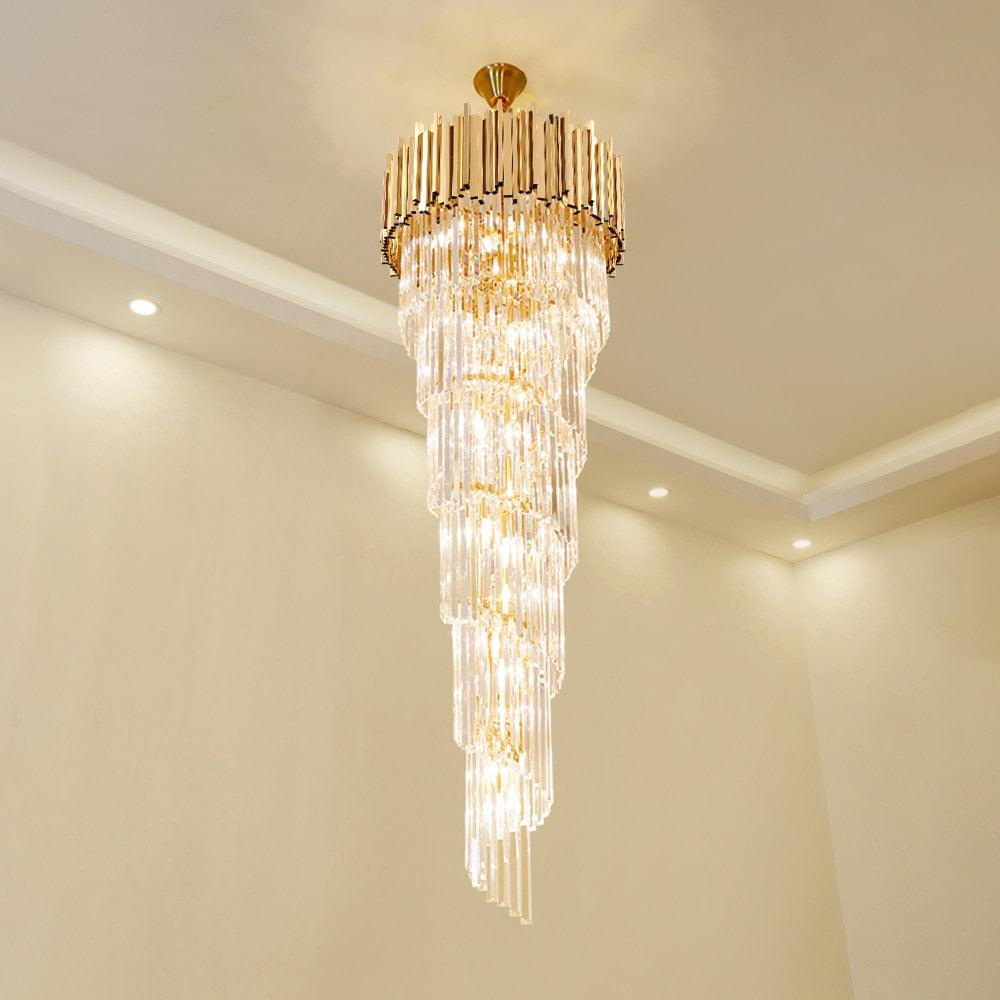 Modern crystal chandelier for staicase long villa chain lighting fixture large home decor gold stainless steel cristal lamp - Encouraging The Truth Organization