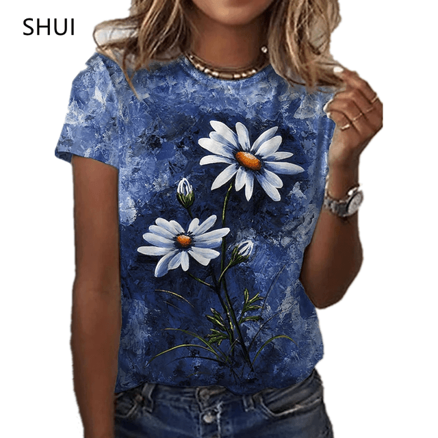 MUSIC T SHIRT Sexy Fashion Ladies T-shirt 2021 New Summer Loose Women&#39;s Floral Print XL Top 3D Printed Abstract Pattern Lovely - Encouraging The Truth Organization