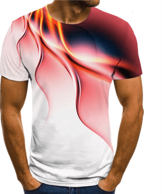 New 3D print high quality fashion sales men&#39;s summer round neck short sleeve T-shirt blue green red purple flame top - Encouraging The Truth Organization