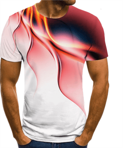 New 3D print high quality fashion sales men&#39;s summer round neck short sleeve T-shirt blue green red purple flame top - Encouraging The Truth Organization