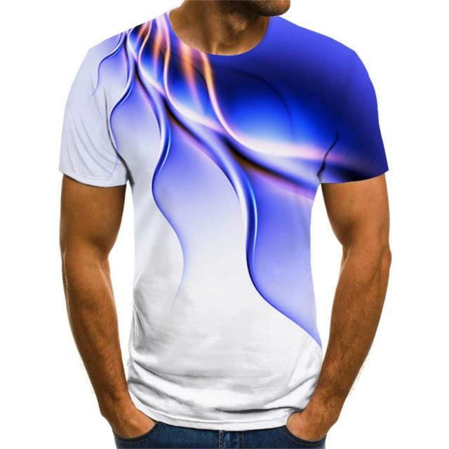 New 3D print high quality fashion sales men&#39;s summer round neck short sleeve T-shirt blue green red purple flame top - Encouraging The Truth Organization