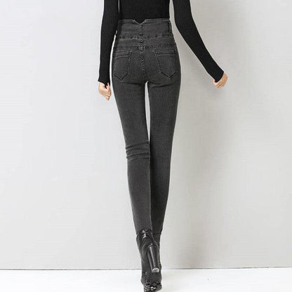 New High Waist Velvet Thick Jeans Female Winter Skinny Stretch Warm Jeans Pants Mom Black Denim Trousers With Fleece Pants P125 - Encouraging The Truth Organization