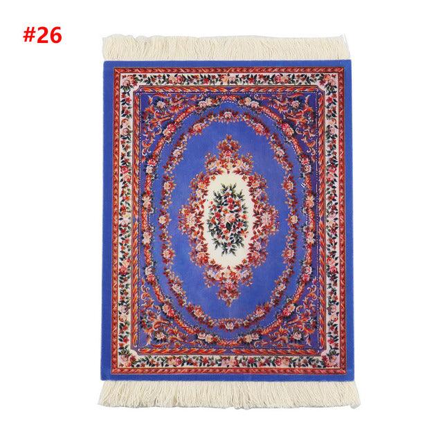 Persian Mini Woven Rug Mat Mousepad Retro Style Carpet Pattern Cup laptop PC Mouse Pad with Fring Home Office Table Decor Craft - Encouraging The Truth Organization