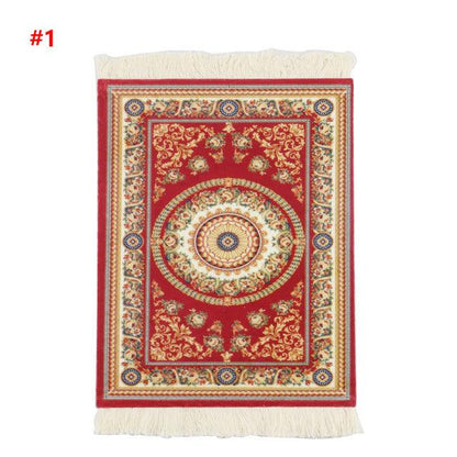 Persian Mini Woven Rug Mat Mousepad Retro Style Carpet Pattern Cup laptop PC Mouse Pad with Fring Home Office Table Decor Craft - Encouraging The Truth Organization