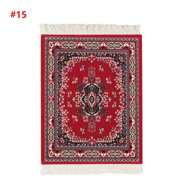 Persian Mini Woven Rug Mat Mousepad Retro Style Carpet Pattern Cup laptop PC Mouse Pad with Fring Home Office Table Decor Craft - Encouraging The Truth Organization