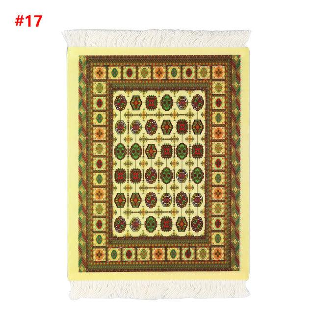 Persian Mini Woven Rug Mat Mousepad Retro Style Carpet Pattern Cup laptop PC Mouse Pad with Fring Home Office Table Decor Craft - Encouraging The Truth Organization