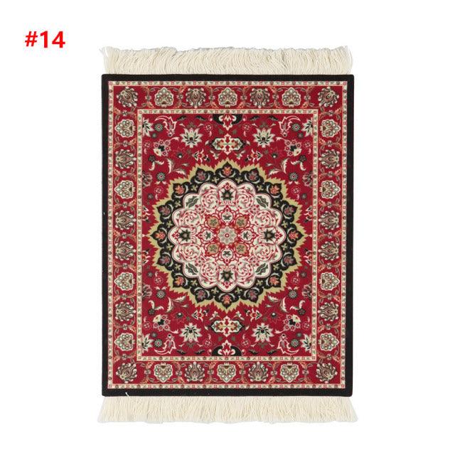 Persian Mini Woven Rug Mat Mousepad Retro Style Carpet Pattern Cup laptop PC Mouse Pad with Fring Home Office Table Decor Craft - Encouraging The Truth Organization