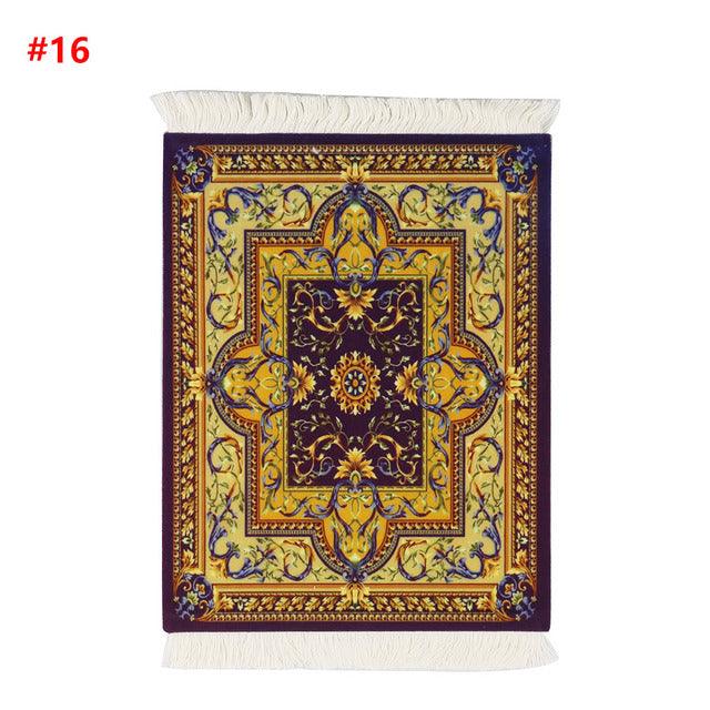 Persian Mini Woven Rug Mat Mousepad Retro Style Carpet Pattern Cup laptop PC Mouse Pad with Fring Home Office Table Decor Craft - Encouraging The Truth Organization