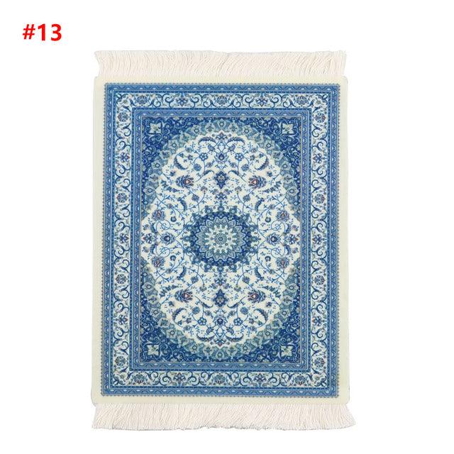 Persian Mini Woven Rug Mat Mousepad Retro Style Carpet Pattern Cup laptop PC Mouse Pad with Fring Home Office Table Decor Craft - Encouraging The Truth Organization