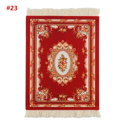 Persian Mini Woven Rug Mat Mousepad Retro Style Carpet Pattern Cup laptop PC Mouse Pad with Fring Home Office Table Decor Craft - Encouraging The Truth Organization