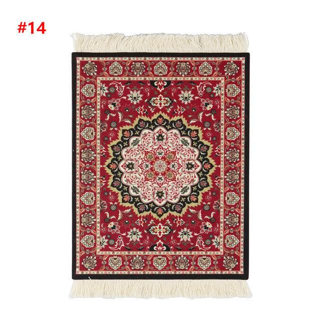 Persian Mini Woven Rug Mat Mousepad Retro Style Carpet Pattern Cup laptop PC Mouse Pad with Fring Home Office Table Decor Craft - Encouraging The Truth Organization