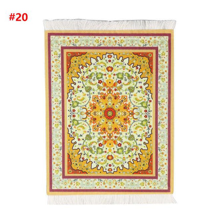 Persian Mini Woven Rug Mat Mousepad Retro Style Carpet Pattern Cup laptop PC Mouse Pad with Fring Home Office Table Decor Craft - Encouraging The Truth Organization