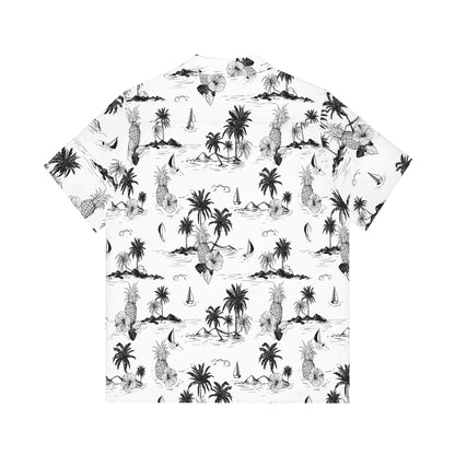 Men's Tropical Vintage Print Hawaiian Shirt - Tropical Seas Collection