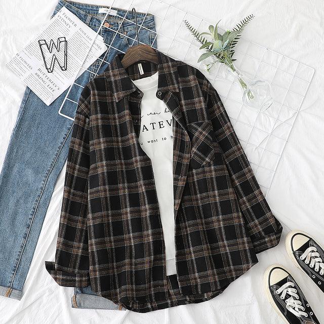 Plaid Shirts Womens Blouses And Tops Long Sleeve Female Casual Print Shirts Loose Checked Lady Outwear Spring News 2022 - Encouraging The Truth Organization