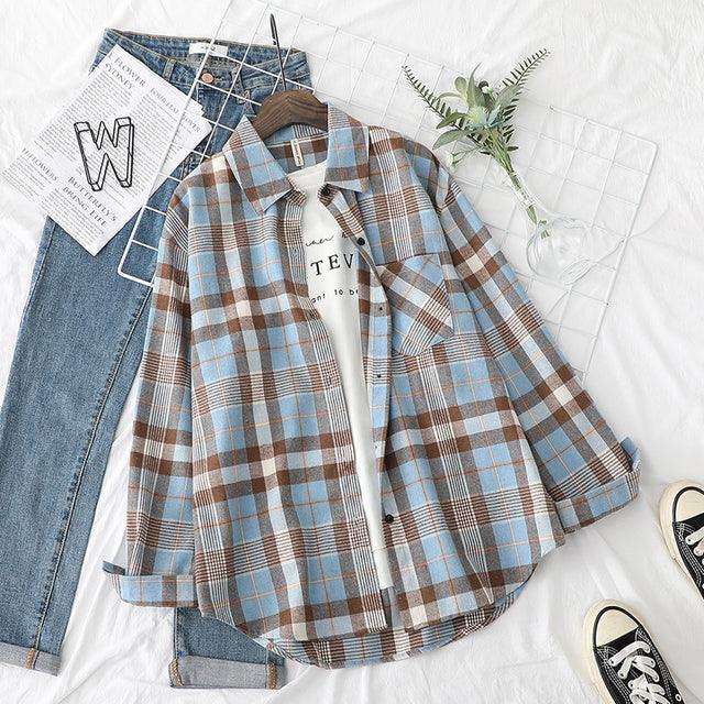 Plaid Shirts Womens Blouses And Tops Long Sleeve Female Casual Print Shirts Loose Checked Lady Outwear Spring News 2022 - Encouraging The Truth Organization