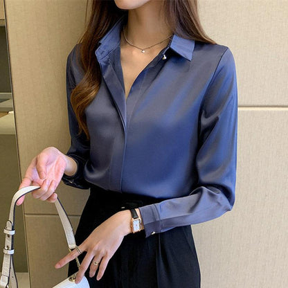 Silk Women&#39;s Shirt Long Sleeve Fashion Woman Blouses 2022 Satin Top Female Shirts and Blouse Basic Ladies Tops OL Women Clothing - Encouraging The Truth Organization