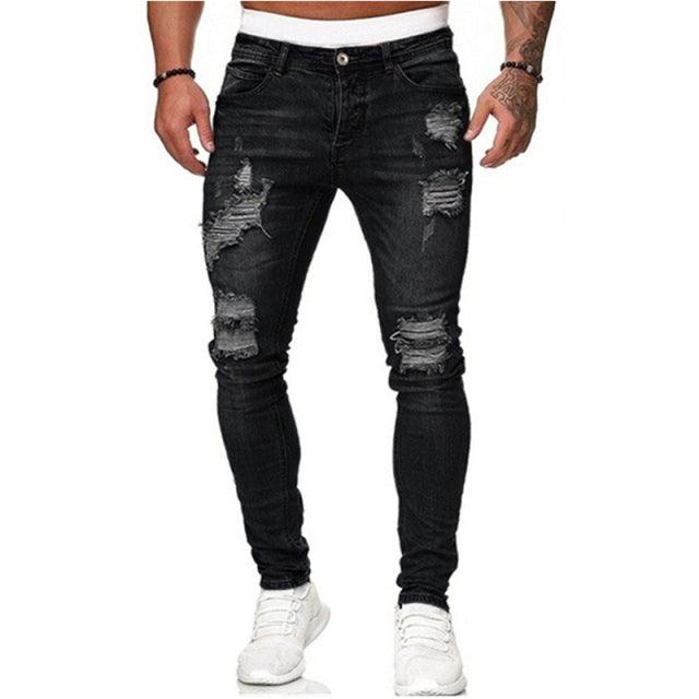 Streetwear Fashion Black Ripped Jeans Men Skinny Slim Fit Blue Hip Hop Denim Trousers Casual Jeans for Men Jogging jean homme - Encouraging The Truth Organization