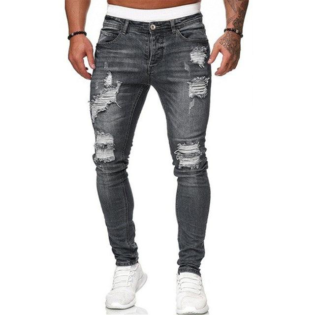 Streetwear Fashion Black Ripped Jeans Men Skinny Slim Fit Blue Hip Hop Denim Trousers Casual Jeans for Men Jogging jean homme - Encouraging The Truth Organization