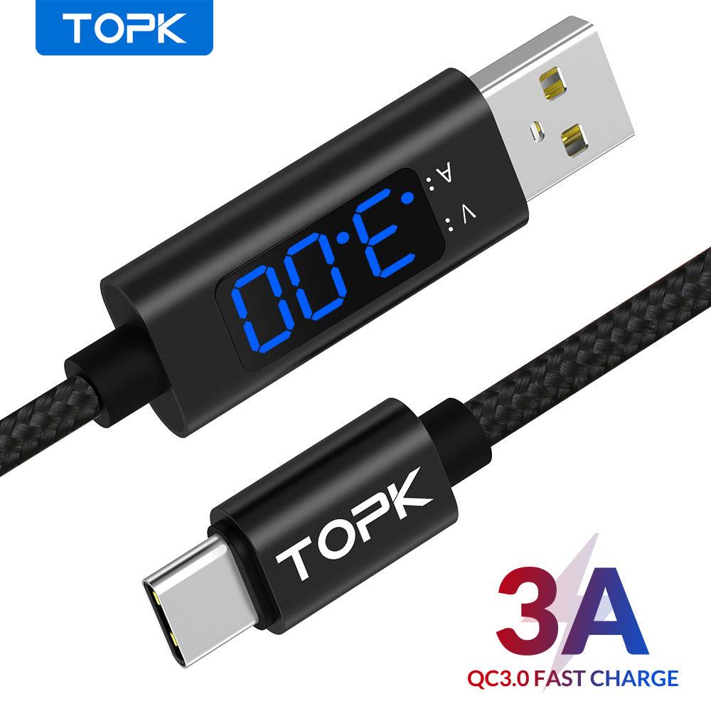 TOPK AC27 Micro USB Cable &amp; USB Type C Cable 3A for Samsung Xiaomi Fast Charging USB C With Digital Display Mobile Phone Cable - Encouraging The Truth Organization