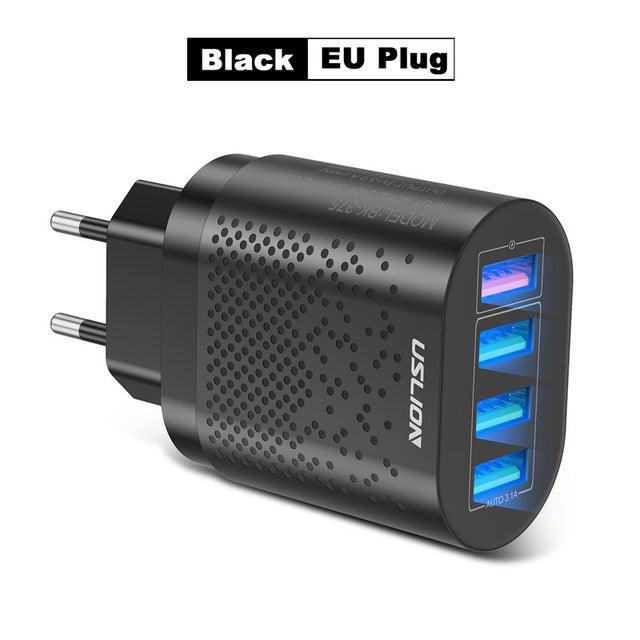 USLION EU/US Plug USB Charger 3A Quik Charge 3.0 Mobile Phone Charger For iPhone 11 Samsung Xiaomi 4 Port 48W Fast Wall Chargers - Encouraging The Truth Organization