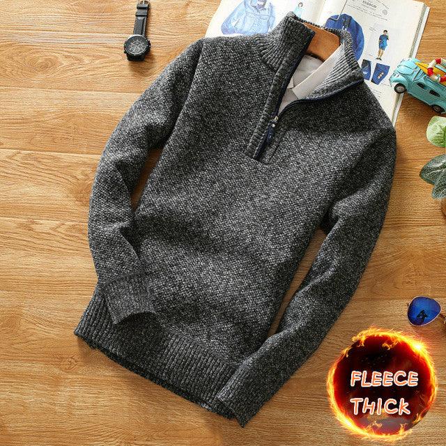 Winter Men&#39;s Fleece Thicker Sweater Half Zipper Turtleneck Warm Pullover Quality Male Slim Knitted Wool Sweaters for Spring - Encouraging The Truth Organization