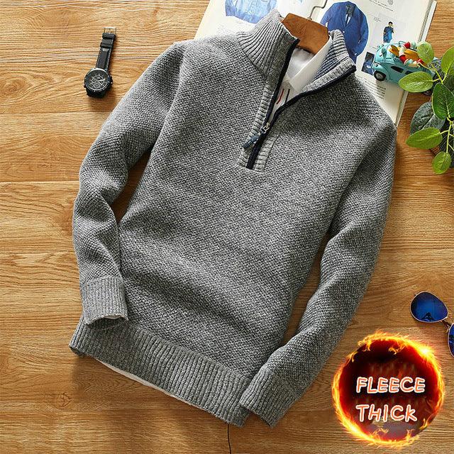 Winter Men&#39;s Fleece Thicker Sweater Half Zipper Turtleneck Warm Pullover Quality Male Slim Knitted Wool Sweaters for Spring - Encouraging The Truth Organization