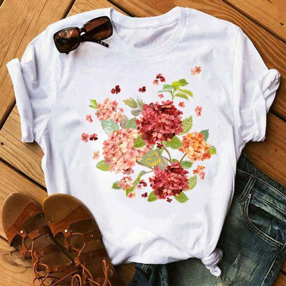 Woman Butterfly Tree Print Harajuku Summer Tshirts Casual Round Neck Short Slee Top Tee Shirt Women Black T-shirt Drop Ship - Encouraging The Truth Organization