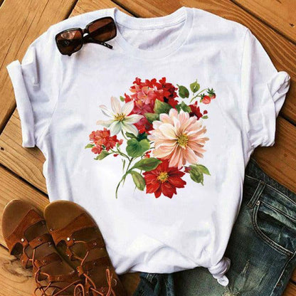 Woman Butterfly Tree Print Harajuku Summer Tshirts Casual Round Neck Short Slee Top Tee Shirt Women Black T-shirt Drop Ship - Encouraging The Truth Organization