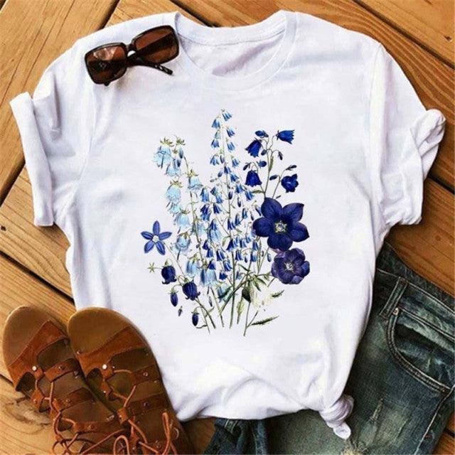 Woman Butterfly Tree Print Harajuku Summer Tshirts Casual Round Neck Short Slee Top Tee Shirt Women Black T-shirt Drop Ship - Encouraging The Truth Organization