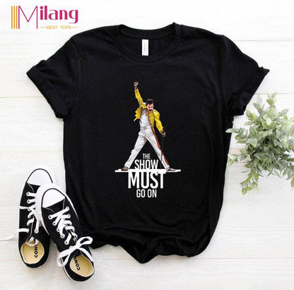 Women Freddie Mercury The Queen Band Black T-shirts Female Short Sleeve Tees 2020 Summer Brand Rock Clothing Girl Tops - Encouraging The Truth Organization