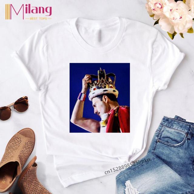 Women Freddie Mercury The Queen Band Black T-shirts Female Short Sleeve Tees 2020 Summer Brand Rock Clothing Girl Tops - Encouraging The Truth Organization