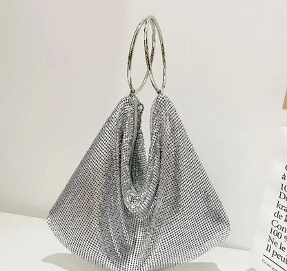 MAC025 Women's Aluminum Sequin Evening Clutch Hand Bag Purse